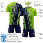 Navy-White Sports Uniform Soccer Neon Jersey Sublimation Lines Custom Green Navy-White Sports Uniform Soccer Neon Jersey Sublimation Lines Custom Green