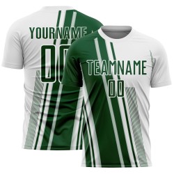 Green Custom Soccer Sublimation Lines Uniform White Jersey Sports