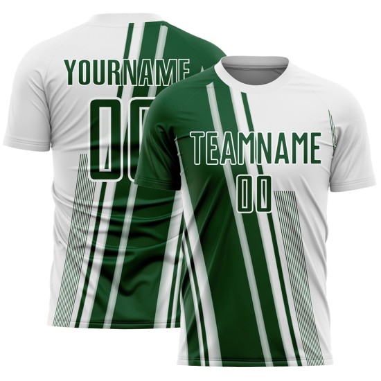 Green Custom Soccer Sublimation Lines Uniform White Jersey Sports