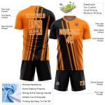 Uniform Orange Jersey Sublimation Lines Custom Bay Sports Soccer Black-White