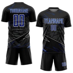 Uniform Lines Royal-White Sports Soccer Sublimation Black Jersey Custom