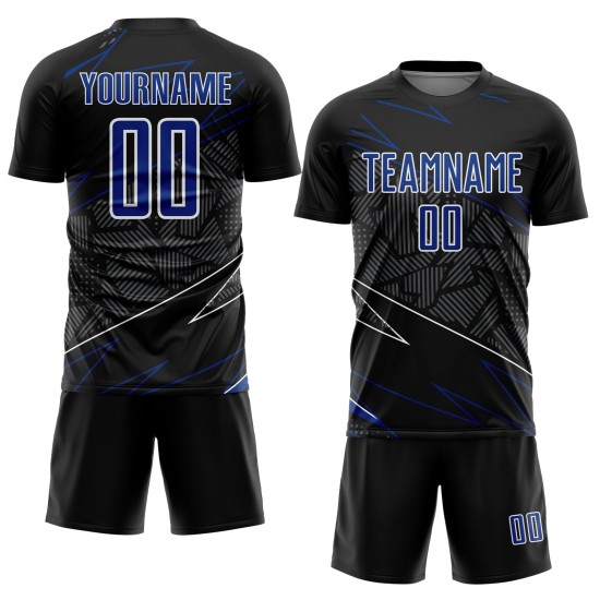 Uniform Lines Royal-White Sports Soccer Sublimation Black Jersey Custom
