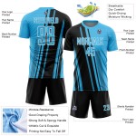 Jersey Blue Soccer Sublimation Sky Lines Black-White Sports Custom Uniform