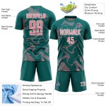 Medium Curve Soccer Pink-White Custom Sports Sublimation Uniform Teal Lines Jersey Medium Curve Soccer Pink-White Custom Sports Sublimation Uniform Teal Lines Jersey