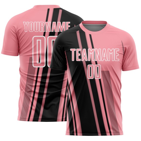 Uniform Custom Jersey Black-White Soccer Lines Sports Pink Sublimation Medium Uniform Custom Jersey Black-White Soccer Lines Sports Pink Sublimation Medium