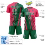 Sports Custom Kelly Pink Green-White Lines Neon Sublimation Jersey Soccer Uniform Sports Custom Kelly Pink Green-White Lines Neon Sublimation Jersey Soccer Uniform