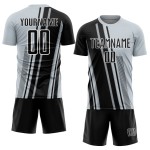 Black-White Sublimation Custom Lines Silver Sports Jersey Uniform Soccer Black-White Sublimation Custom Lines Silver Sports Jersey Uniform Soccer