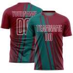 Lines Uniform Soccer Crimson Sports Sublimation Teal-White Custom Jersey