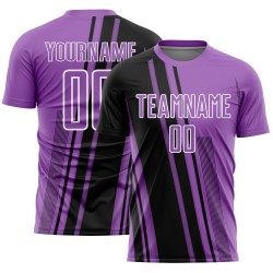 Jersey Custom Lines Uniform Purple Sublimation Medium Black-White Sports Soccer
