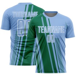 Soccer Kelly Blue Lines Green-White Light Sports Jersey Custom Sublimation Uniform