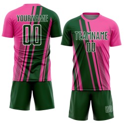 Uniform Pink Custom Soccer Sublimation Green-White Lines Sports Jersey Uniform Pink Custom Soccer Sublimation Green-White Lines Sports Jersey