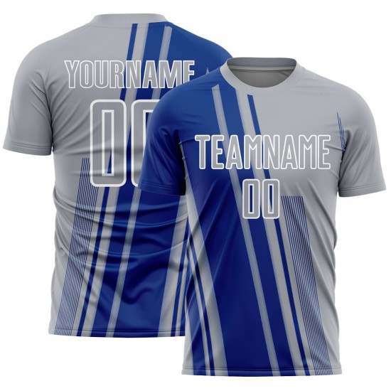 Jersey Soccer Custom Sublimation Royal-White Sports Gray Uniform Lines Jersey Soccer Custom Sublimation Royal-White Sports Gray Uniform Lines