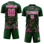 Sports Green Sublimation Pink-White Jersey Custom Soccer Uniform Lines Curve Sports Green Sublimation Pink-White Jersey Custom Soccer Uniform Lines Curve