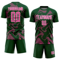 Sports Green Sublimation Pink-White Jersey Custom Soccer Uniform Lines Curve Sports Green Sublimation Pink-White Jersey Custom Soccer Uniform Lines Curve