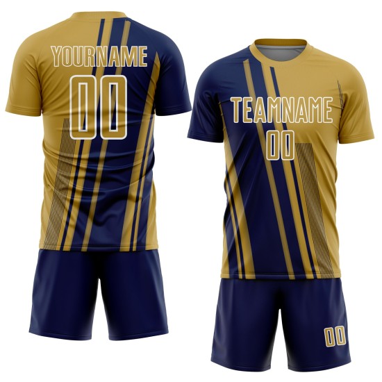 Soccer Navy-White Sublimation Lines Gold Jersey Old Sports Custom Uniform Soccer Navy-White Sublimation Lines Gold Jersey Old Sports Custom Uniform