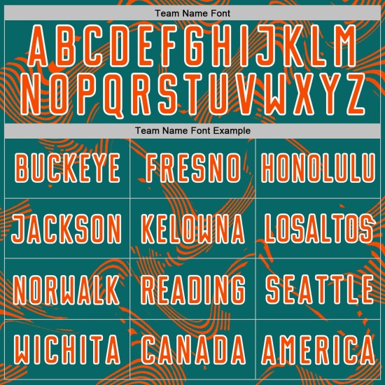 Orange-White Sublimation Sports Curve Lines Custom Jersey Teal Uniform Soccer Orange-White Sublimation Sports Curve Lines Custom Jersey Teal Uniform Soccer