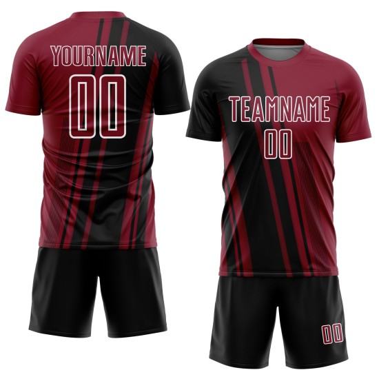 Sublimation Jersey Crimson Custom Black-White Lines Uniform Sports Soccer