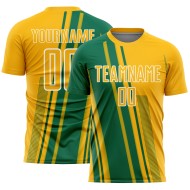 Gold Kelly Sports Soccer Sublimation Custom Uniform Lines Jersey Green-White