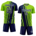Navy-White Sports Uniform Soccer Neon Jersey Sublimation Lines Custom Green Navy-White Sports Uniform Soccer Neon Jersey Sublimation Lines Custom Green