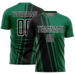 Black-White Kelly Sublimation Green Soccer Lines Sports Custom Uniform Jersey Black-White Kelly Sublimation Green Soccer Lines Sports Custom Uniform Jersey
