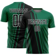 Black-White Kelly Sublimation Green Soccer Lines Sports Custom Uniform Jersey