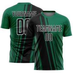 Black-White Kelly Sublimation Green Soccer Lines Sports Custom Uniform Jersey