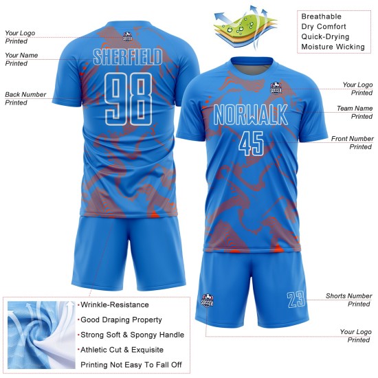 Jersey Curve Uniform Lines Soccer Blue Sports Orange-White Sublimation Powder Custom Jersey Curve Uniform Lines Soccer Blue Sports Orange-White Sublimation Powder Custom