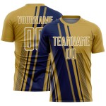 Soccer Navy-White Sublimation Lines Gold Jersey Old Sports Custom Uniform Soccer Navy-White Sublimation Lines Gold Jersey Old Sports Custom Uniform