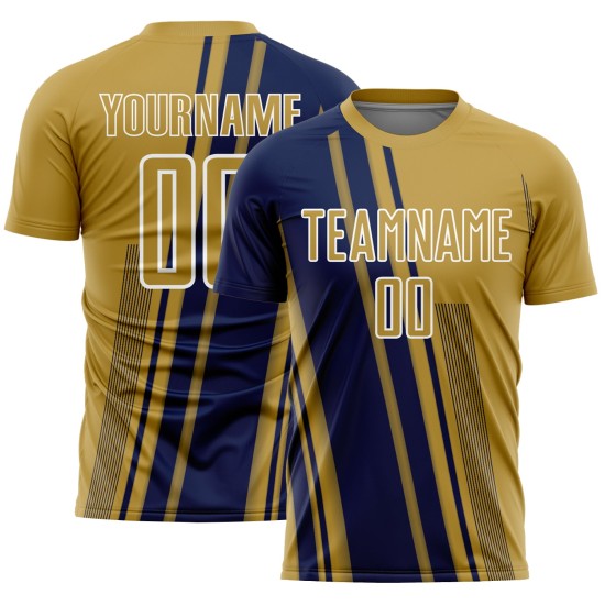 Soccer Navy-White Sublimation Lines Gold Jersey Old Sports Custom Uniform Soccer Navy-White Sublimation Lines Gold Jersey Old Sports Custom Uniform