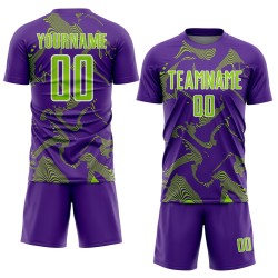 Custom Neon Green-White Purple Uniform Soccer Sports Curve Jersey Lines Sublimation Custom Neon Green-White Purple Uniform Soccer Sports Curve Jersey Lines Sublimation