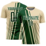 Green-White Lines Sublimation Custom Soccer Uniform Jersey Sports Cream Green-White Lines Sublimation Custom Soccer Uniform Jersey Sports Cream