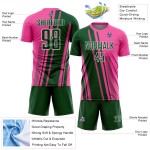 Uniform Pink Custom Soccer Sublimation Green-White Lines Sports Jersey Uniform Pink Custom Soccer Sublimation Green-White Lines Sports Jersey