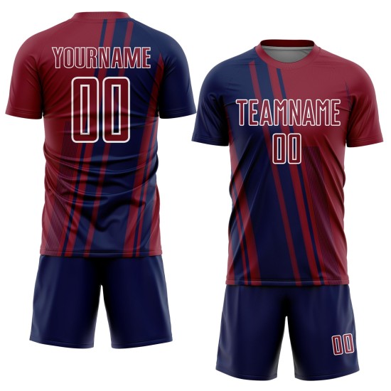 Custom Lines Crimson Uniform Sublimation Soccer Jersey Navy-White Sports Custom Lines Crimson Uniform Sublimation Soccer Jersey Navy-White Sports