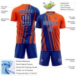 Sublimation Soccer Royal-White Orange Lines Jersey Custom Uniform Sports Sublimation Soccer Royal-White Orange Lines Jersey Custom Uniform Sports