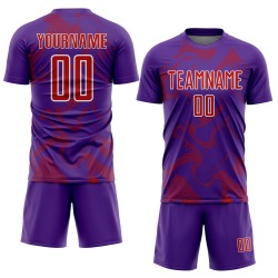 Sublimation Uniform Custom Curve Soccer Lines Sports Jersey Red-White Purple Sublimation Uniform Custom Curve Soccer Lines Sports Jersey Red-White Purple