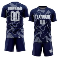 Curve Sports Navy Jersey Sublimation Lines Uniform Soccer Silver-White Custom Curve Sports Navy Jersey Sublimation Lines Uniform Soccer Silver-White Custom