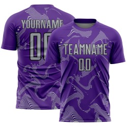 Sports Jersey Sublimation Soccer Gray-Black Curve Purple Uniform Custom Lines