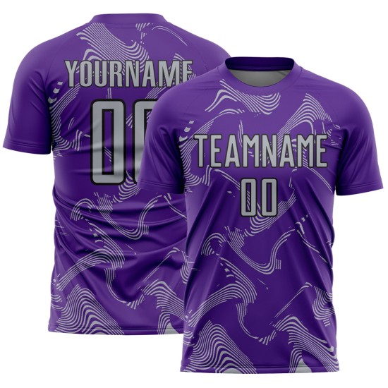 Sports Jersey Sublimation Soccer Gray-Black Curve Purple Uniform Custom Lines Sports Jersey Sublimation Soccer Gray-Black Curve Purple Uniform Custom Lines