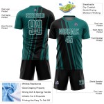 Custom Sports Soccer Teal Lines Jersey Uniform Black-White Sublimation