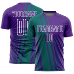 Uniform Sports Jersey Sublimation Teal-White Soccer Custom Lines Purple Uniform Sports Jersey Sublimation Teal-White Soccer Custom Lines Purple