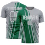 Custom Soccer Jersey Sports Uniform Kelly Green-White Gray Lines Sublimation Custom Soccer Jersey Sports Uniform Kelly Green-White Gray Lines Sublimation