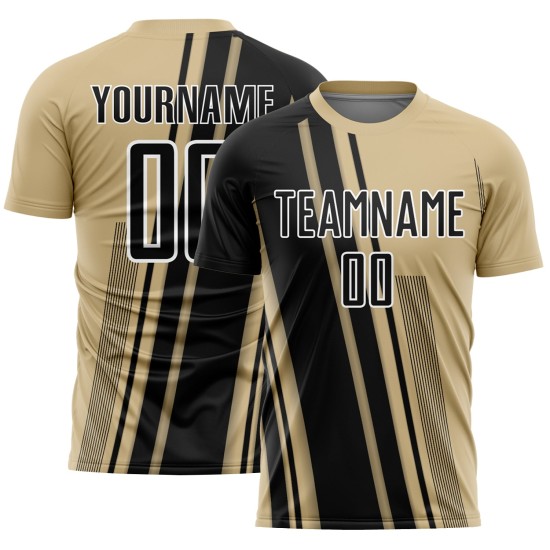 Sports Uniform Lines Vegas Jersey Soccer Sublimation Gold Black-White Custom
