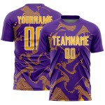 Purple Lines Gold-White Sports Uniform Jersey Sublimation Soccer Curve Custom Purple Lines Gold-White Sports Uniform Jersey Sublimation Soccer Curve Custom