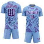 Curve Light Purple-White Sublimation Blue Sports Soccer Uniform Lines Custom Jersey Curve Light Purple-White Sublimation Blue Sports Soccer Uniform Lines Custom Jersey