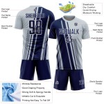 Custom Silver Uniform Lines Navy-White Jersey Sports Soccer Sublimation Custom Silver Uniform Lines Navy-White Jersey Sports Soccer Sublimation