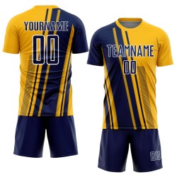 Jersey Uniform Lines Custom Soccer Gold Navy-White Sports Sublimation Jersey Uniform Lines Custom Soccer Gold Navy-White Sports Sublimation