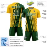 Custom Uniform Green-White Yellow Soccer Jersey Sublimation Sports Lines