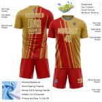 Soccer Custom Sublimation Gold Old Red-White Uniform Jersey Sports Lines Soccer Custom Sublimation Gold Old Red-White Uniform Jersey Sports Lines