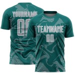 Curve Sports Sublimation Teal Jersey Gray-White Lines Soccer Custom Uniform