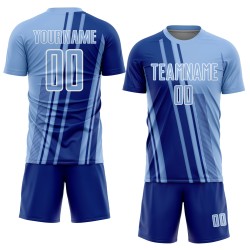 Soccer Jersey Blue Sports Uniform Light Royal-White Custom Lines Sublimation Soccer Jersey Blue Sports Uniform Light Royal-White Custom Lines Sublimation